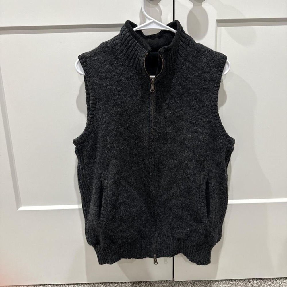 Pendleton‎ Mens Reversible Shetland Wool Fleece Full Zip Vest Charcoal Grey M